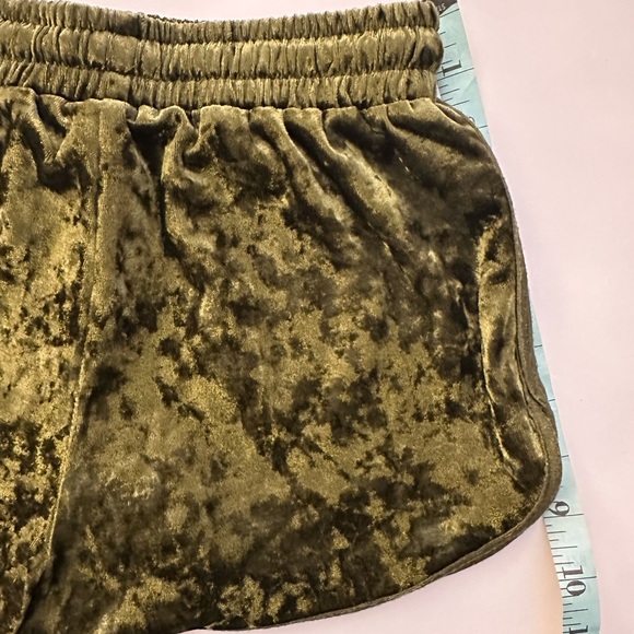 Olive Green Velvet Women's Shorts - Picture 5 of 5